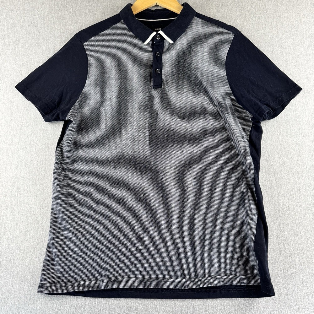 Brice Polo‎ Shirt Mens XL Blue White Pattern Short Sleeve Cotton Casual
